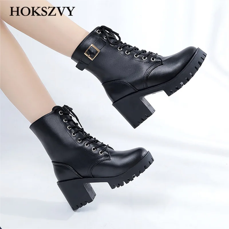 

2019 Autumn Winter Women's Boots Waterproof Platform Thick Bottom High-heeled Women's Boots Martin Boots .HYKL-868