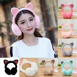 2021 Shiny Sequin Earmuffs Personality Fluffy Earflap Headband 3D Cat Rabbit Fox Animal Ears Warmer Glitter Ears Plush Earmuffs