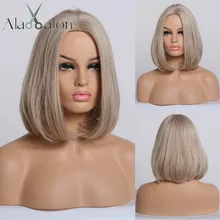 ALAN EATON прямые короткие синтетические парики Bobo Лолита косплей парики для женщин средняя часть светильник блонд пепельный серый парик термостойкий