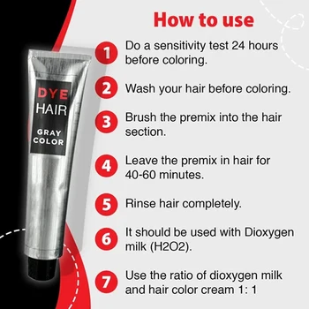

Hair Dye Cream Permanent Hair Coloring Cream Styling Tools for Women Men 100ML Gray Color KG66