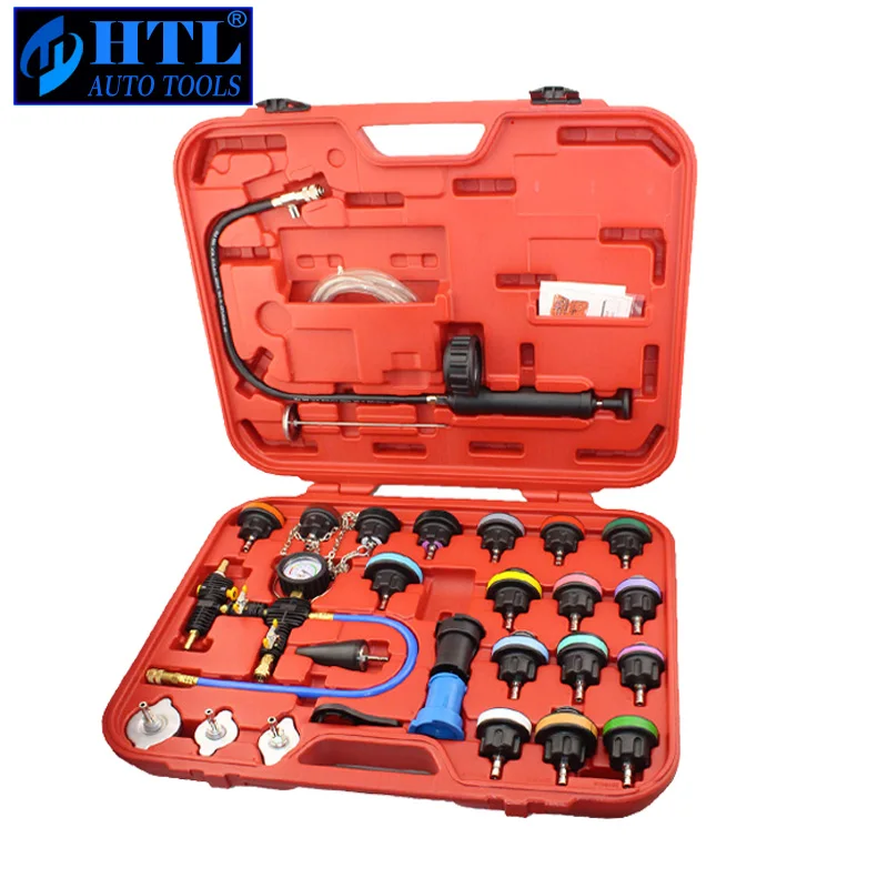 28Pcs Universal Radiator Pressure Tester Vacuum Type Cooling System Test Detector Set Testeur water tank pressure gauge