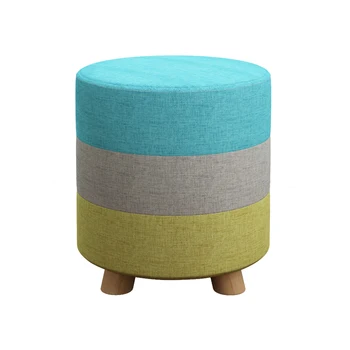 

Fabrics round stool wooden home adult children sofa small low chair Ottomans modern fashion change shoes bench