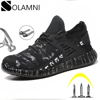 

Summer Mens Safety Work Shoes Steel Toe Work Boots Male Air Mesh Safety Sneakers Man Breathable Industrial Construction Shoes 48