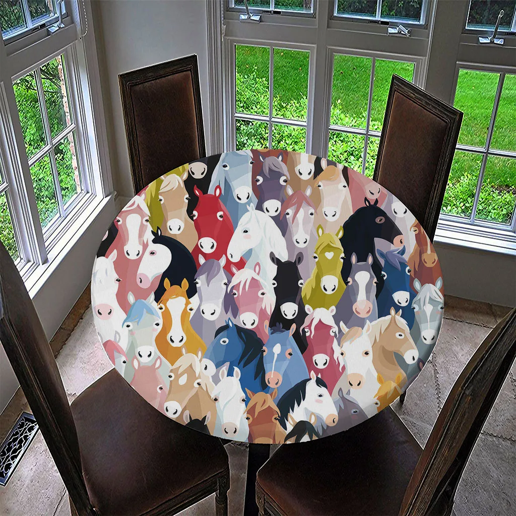 Waterproof Table Cover Fitted Tablecloth Round 55' Moisture-proof Reusable