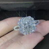 Huitan-Anillo de boda con forma cuadrada para mujer, sortija completa de joyas con diamantes, Micro pavé de cristal de circonia, anillo de boda deslumbrante ► Foto 2/5