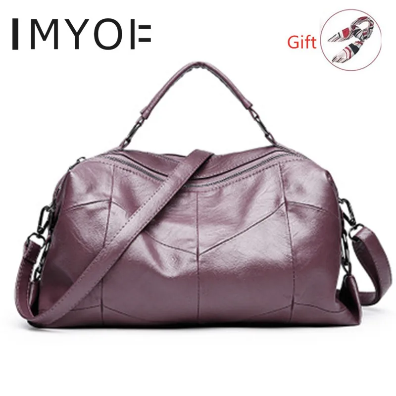 IMYOK Boston мягкая кожаная женская сумка женская новая мода большой емкости сумки на плечо для Weomen Bolsos Mujer De Marca Famosa