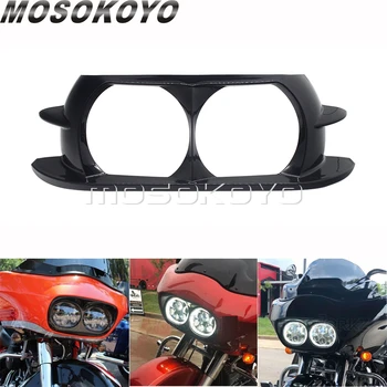

Black Motorcycle Headlight Dual Headlamp Trim Cover Bezel Guards For Harley Touring Road Glide with factory fairing 2015-18 2019
