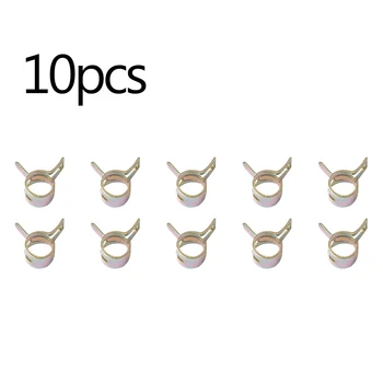 

10pcs Car Hose Spring Clips 9mm Automotive Pipe Cable Tube Fuel Line Steel Spring Clamps Set