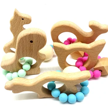 

Baby Wooden Teether Nursing Bracelets Silicone Beads Teething Wood Rattles Toys Baby Teether Bracelets Nursing Toys Gift