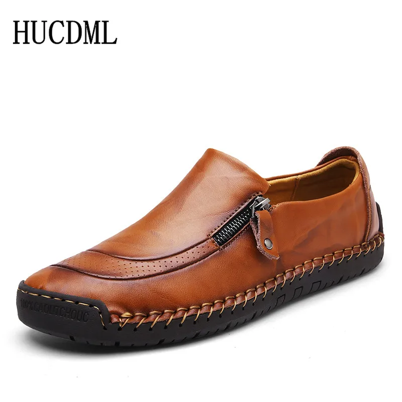 HUCDML 2020 Leather Men casual shoes Comfortable soft mens loafers Large Size 38-48 Support Dropshipping