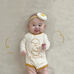 LZH – vêtements de printemps pour bébés filles et garçons, mignons, à manches longues, coquille cassée, Triangle oeuf, barboteuse de 3 à 24 mois, nouvelle collection 