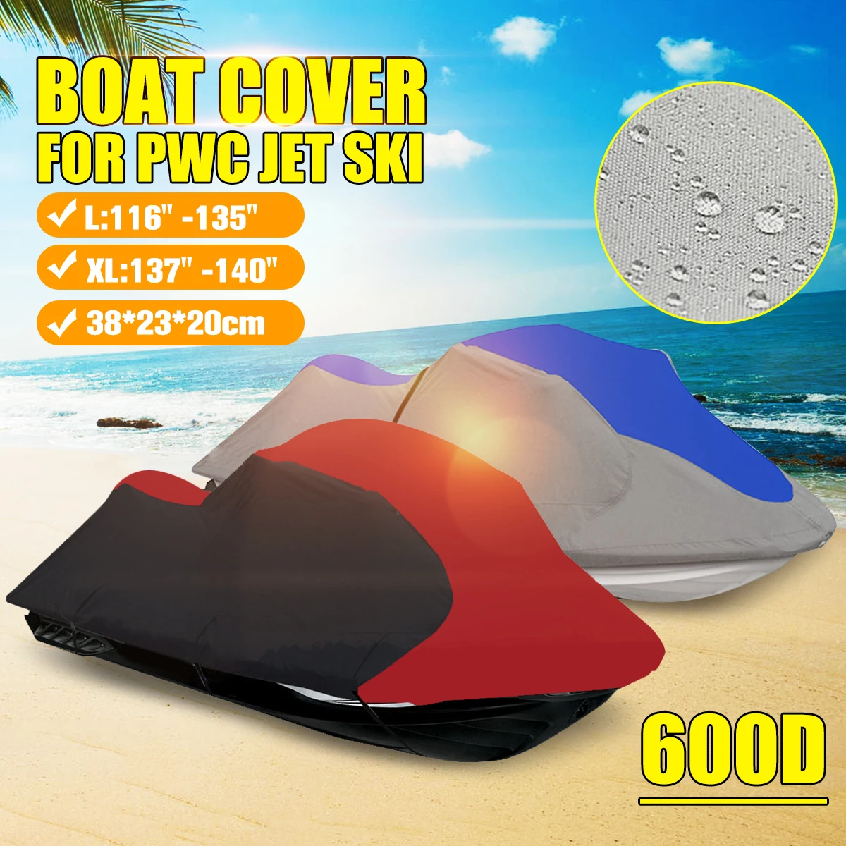 Generic B/âche de Protection Universelle 600D pour Bateau /à Moteur Seadoo Jet Ski Polaris//Yamaha//Kawasaki