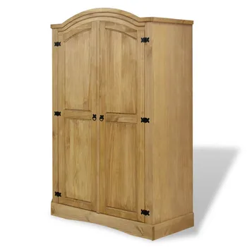 

Simple and Modern Home Assembled Panel Wooden Wardrobe Closet Bedroom Furniture 2 Doors Wood Panel Clothes Closet Brown