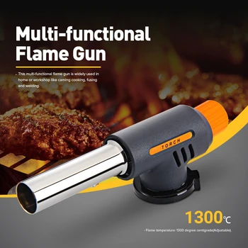 

Portable Kitchen Lighter Gas Torch Butane Burner Auto Ignition Camping Welding Flame Thrower For Lighting Heating Picnic Tools