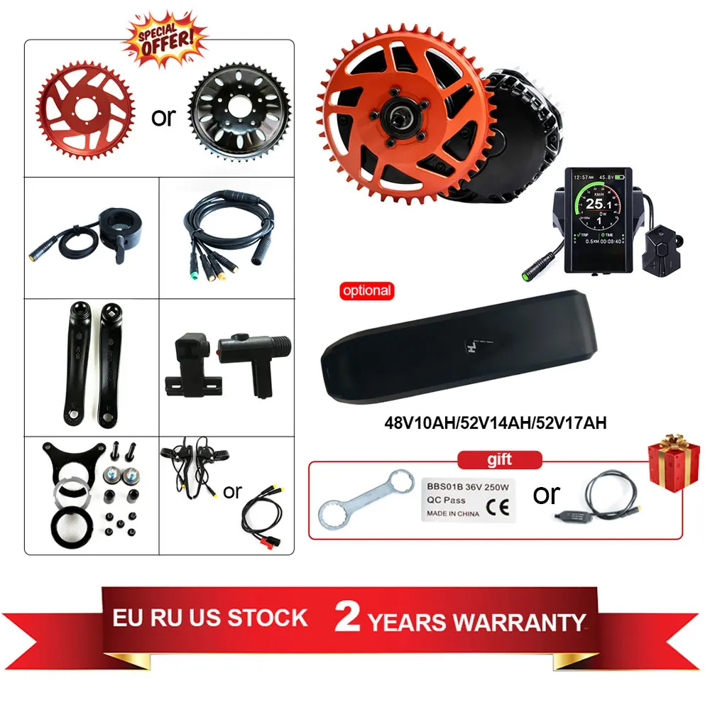 Bafang Motor central BBSHD de 48V y 1000W, Kit de conversión de