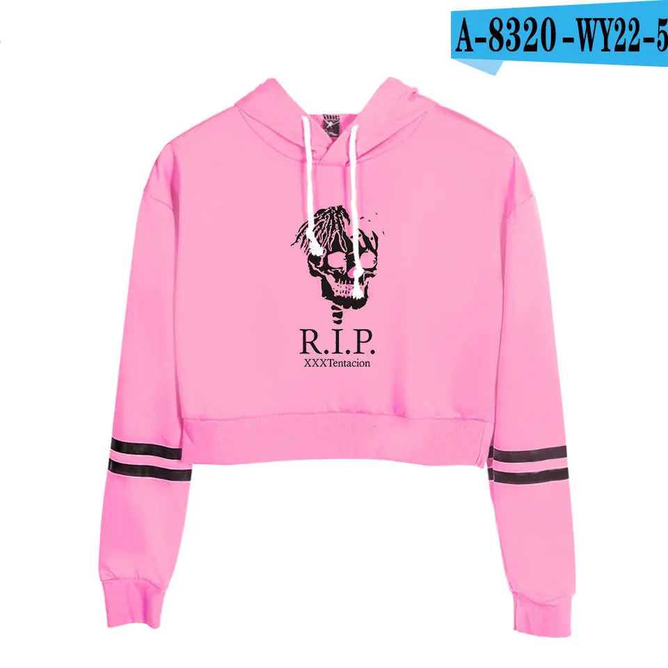 A8320-5 Модный принт sudadera xxtentacion толстовки с капюшоном женские укороченный топ рубашка пуловер Толстовка Revenge Harajuku одежда - Цвет: A8320-5