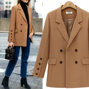 

Casual Mid-Long Loose Wool Blends Coat Autumn Winter Jacket Women Thickness Warm Button Jackets With Pocket Feminino Femme