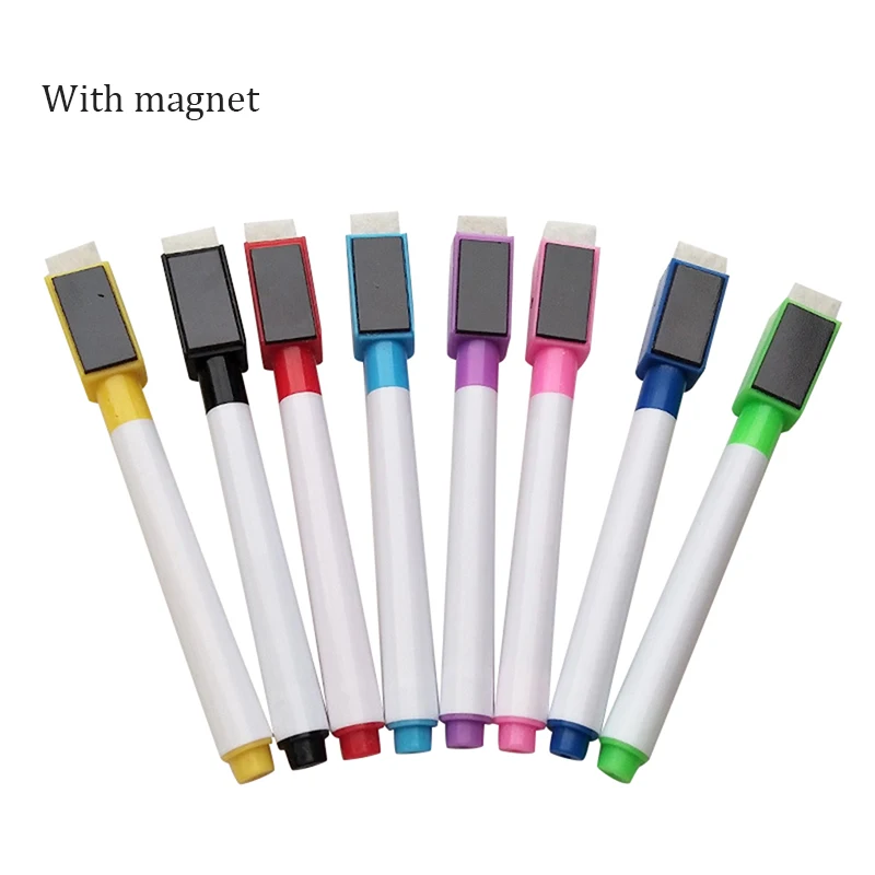 8PCS/Set Brand New Whiteboard Pen Erasable Dry White Board Markers for Office School Supplies - Цвет: With magnet