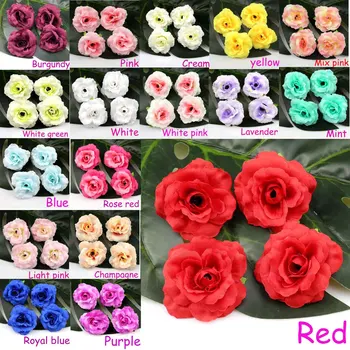 

Lulang Pack of 10 Assorted Mixed Artificial Silk Rose Flower Heads Bulk 5x5cm 18 Colors for Pick