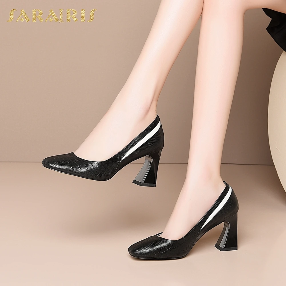

Sarairis Fashion New Design Large Size 43 Cow Leather Office Lady Pumps Woman Shoes Women Strange Style Slip-On Pumps Women