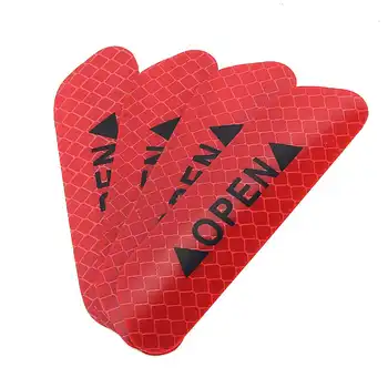 

4Pcs/set Car Door Stickers Warning Mark Reflective Tape OPEN High Reflective Strips Night Driving Safety Lighting Luminous Tapes