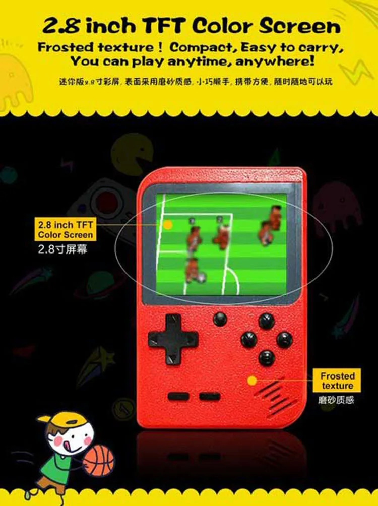 Ретро портативная мини портативная игровая консоль 8-Bit 2,7 дюймов цветной lcd Детский Цветной игровой плеер встроенный 400 игр
