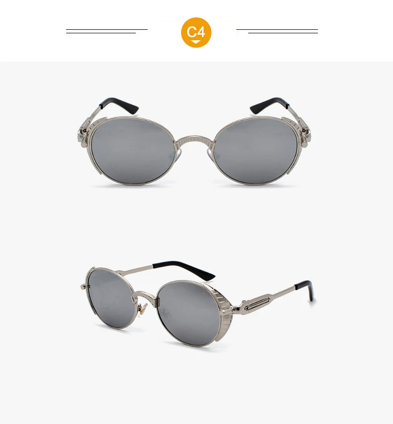 Круглые металлические солнцезащитные очки мужской женский стимпанк модные очки Брендовые дизайнерские Ретро Винтажные Солнцезащитные очки UV400