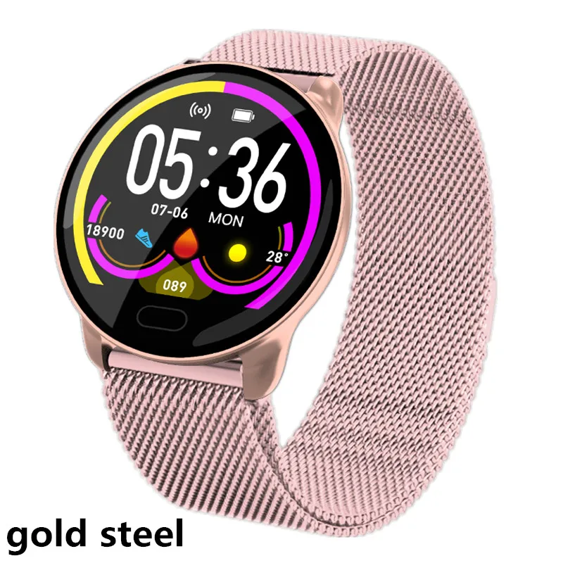 gold steel Умный Браслет AMYNIKEER K9 спортивный фитнес-браслет пульсометр кровяное давление кислородный мониторинг сна водонепроницаемый смарт-браслет - Цвет: gold steel