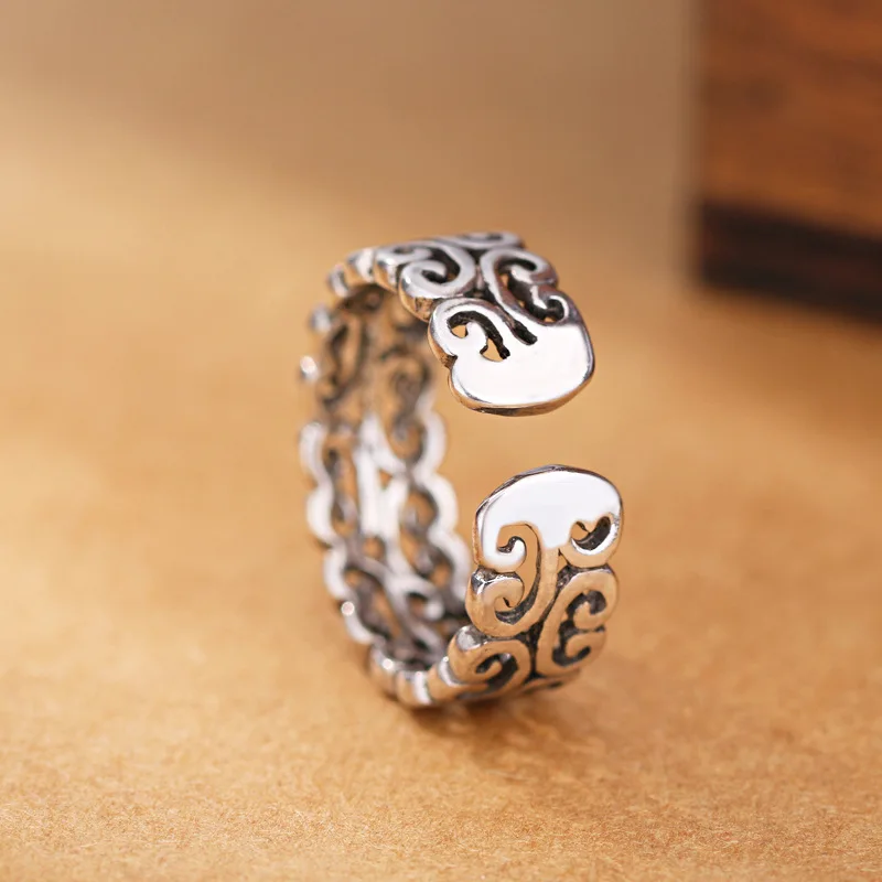 925 пробы Серебряное ретро кольцо с облаком женское индивидуальное креативное открытие тайское серебрянное кольцо ювелирное изделие регулируемое