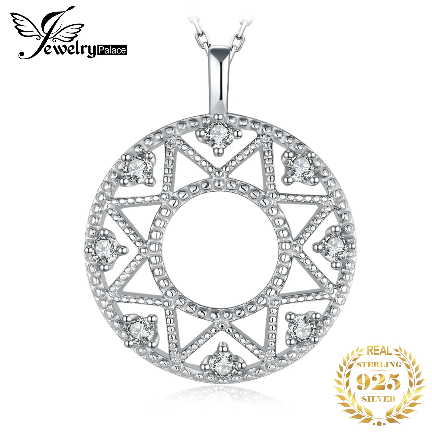 JewelryPalace кругов на полях Milgrain огранка монета кулон Цепочки и ожерелья без цепочка