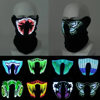 

1Pc Sound Control LED Masks EL Luminous Flashing Face Mask Halloween Festival Party Cosplay Costume Horror Mask