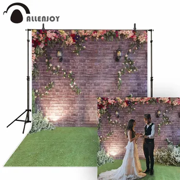 

Allenjoy Wedding Backdrop Photography Bricks Flowers Garden Party Photographic Backgrounds Spring Studio Backgrounds Photography