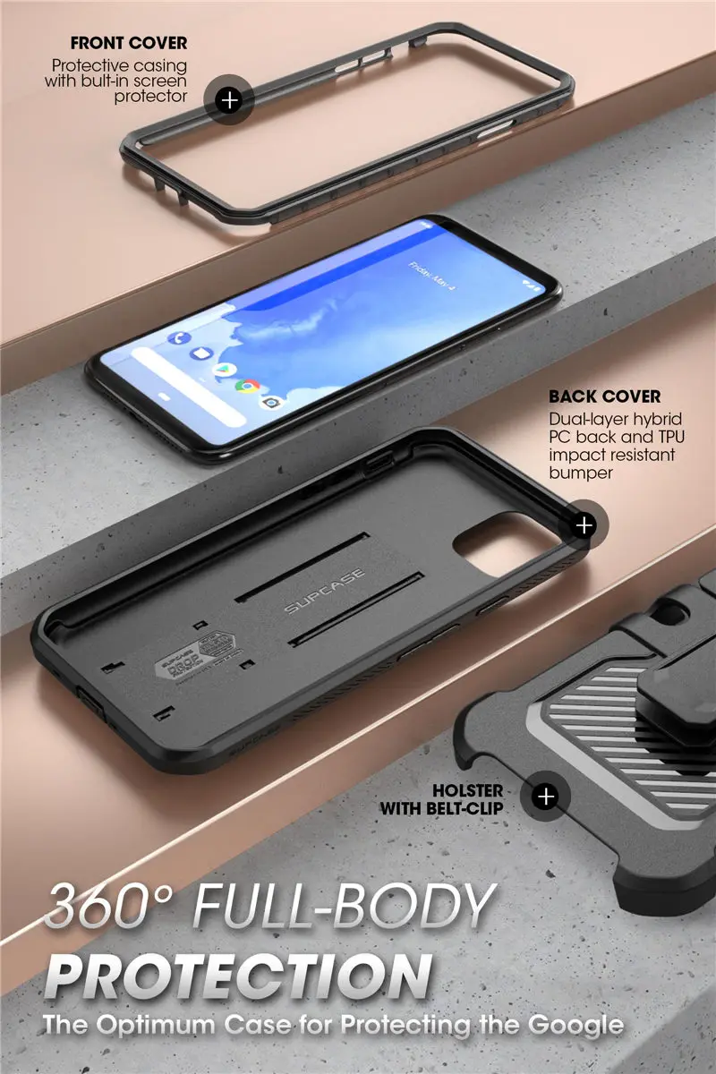 SUPCASE For Google Pixel 4 XL Case() UB Pro Full-Body Rugged Holster Clip Protective Cover with Built-in Screen Protector