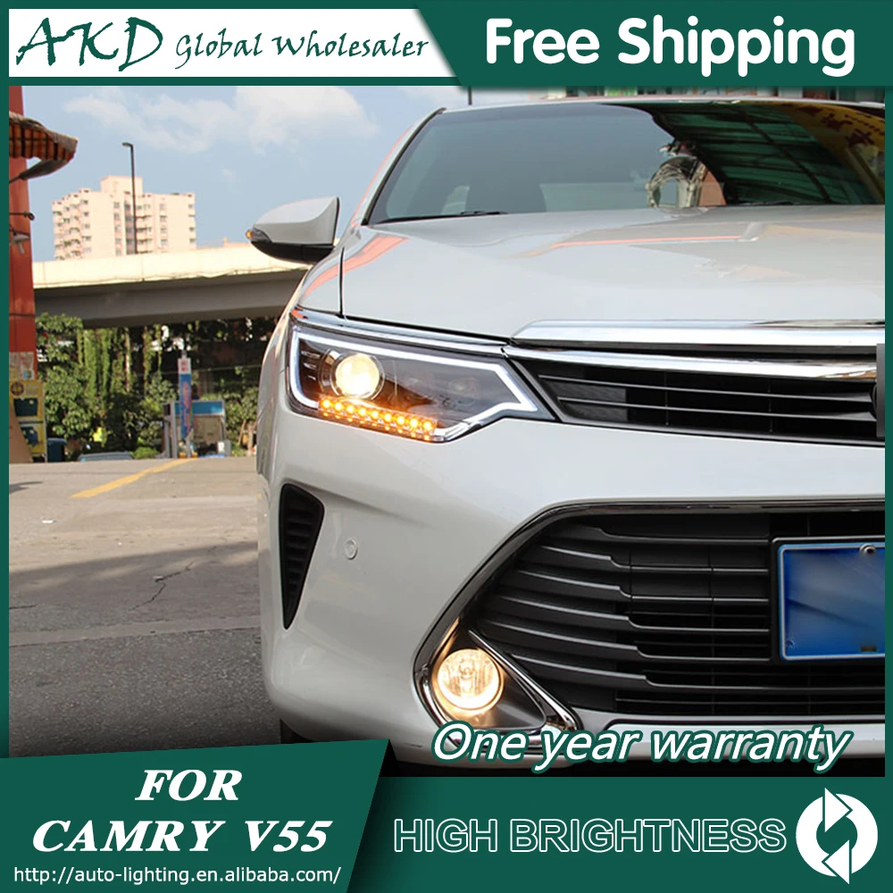 AKD автомобильный Стайлинг для Toyota Camry фары- Camry V55 светодиодный фары DRL Биксеноновые линзы Высокий Низкий Луч парковочная противотуманная фара