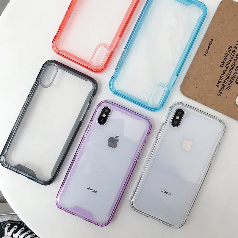 

Transparent Phone Case For iPhone X XS Max XR 8 7 6 6s Plus Soft Candy Color Clear Back Cover Funda Capa
