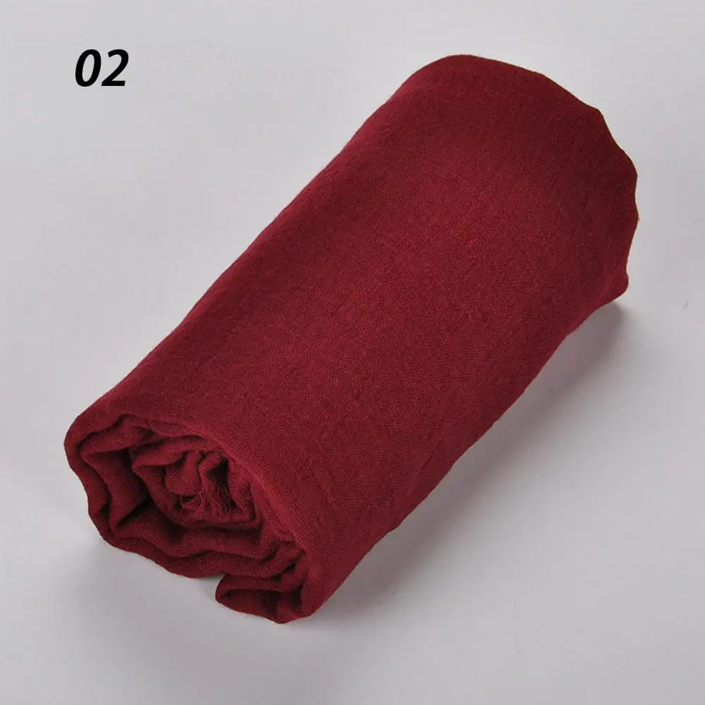 02 Wine Red Sparsil женские летние мягкие TR хлопковые шарфы Ретро кисточки сплошной цвет 180x90 шали женские тонкие палантины хиджаб пляжный праздничный шарф - Цвет: 02 Wine Red