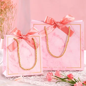 INS-Bolso de mano de mármol para Día de San Valentín para novia, bolsa de embalaje, bolsas de papel de compras para centro comercial, cajas de regalo personalizables