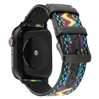 

Strap for Apple Watch Band Series 5 4 40mm 44mm correas Fashion Genuine Leather Bracelet for iWatch 3 2 1 38mm 42mm wrist belt
