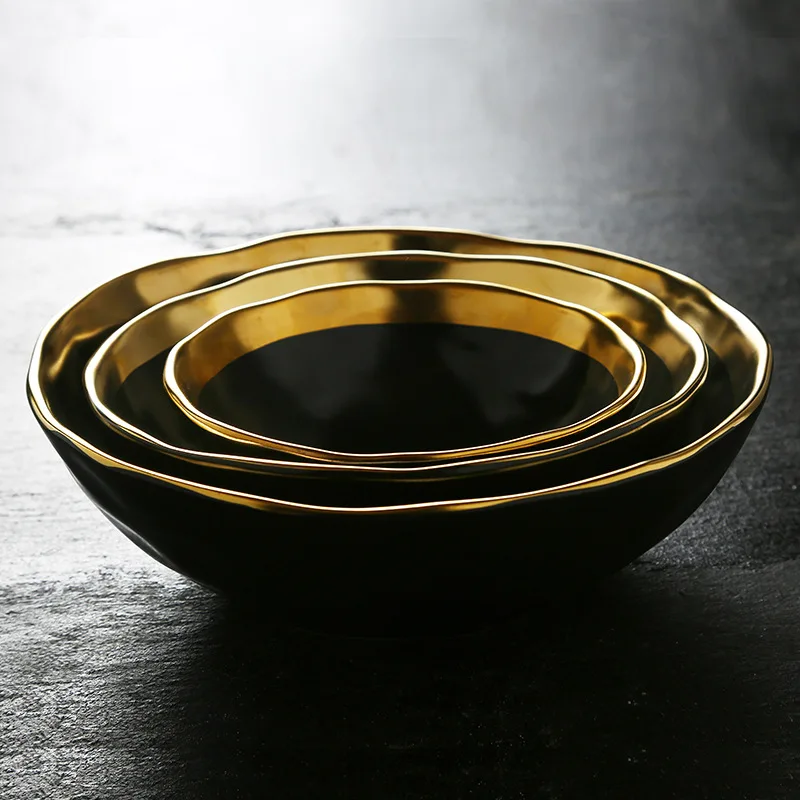 

Mu cheng Home Ceramic Bowl Creative Retro Phnom Penh Matte Black Ceramic Bowl Soup Bowl Serving Bowl Salad Bowl