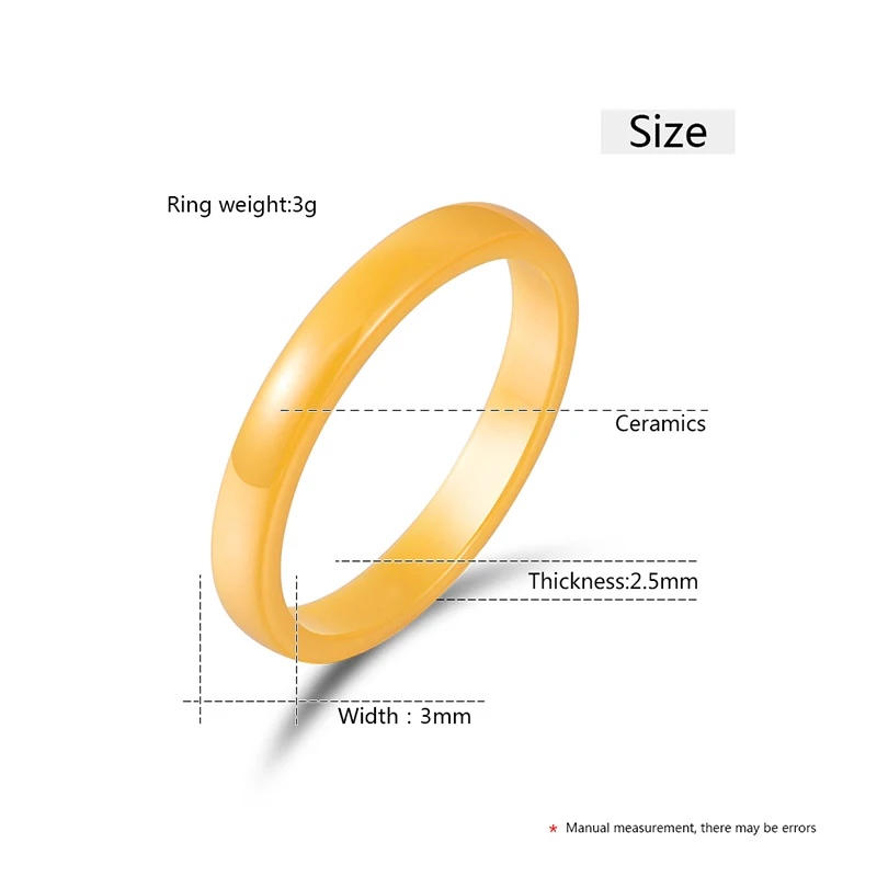 3mm Width Ceramic Rings Smooth Never Fade Healthy Women Men Rings Wedding Jewelry Gift