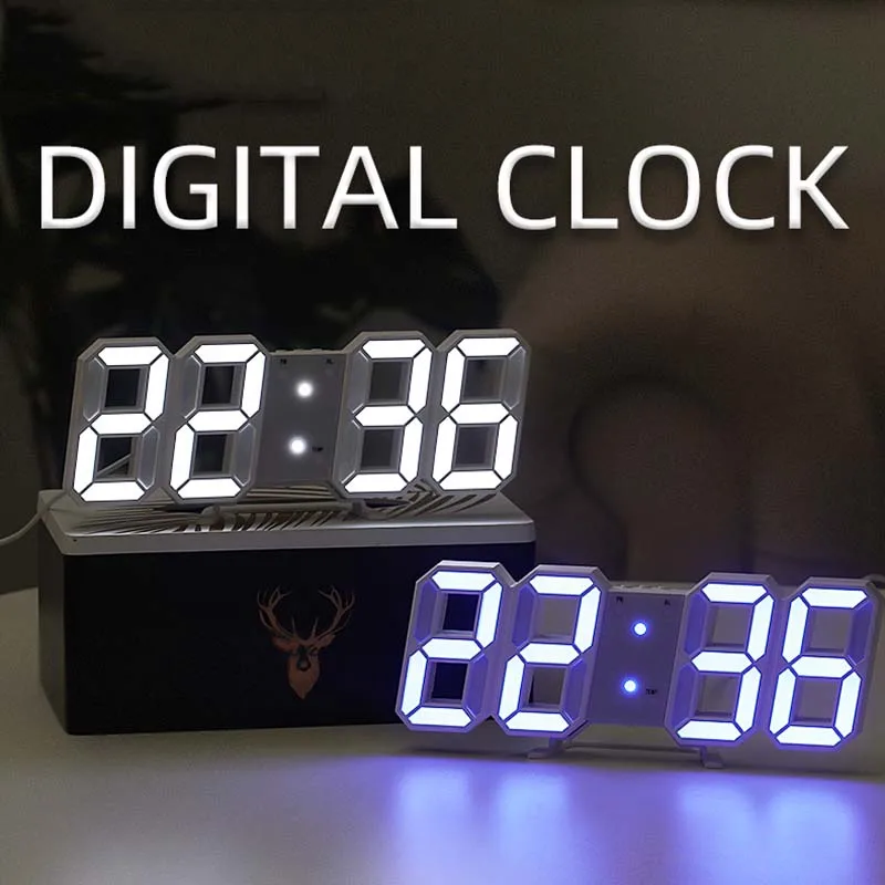 3d Led Digital Wall Clock Date Time Celsius Nightlight Display Table ...