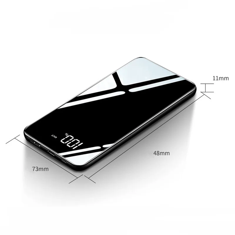 TUOSHIKE 10000 мАч power Bank светодиодный дисплей зеркальный экран Внешний аккумулятор для iPhone XS MAX samsung Xiaomi двойной USB порт power bank