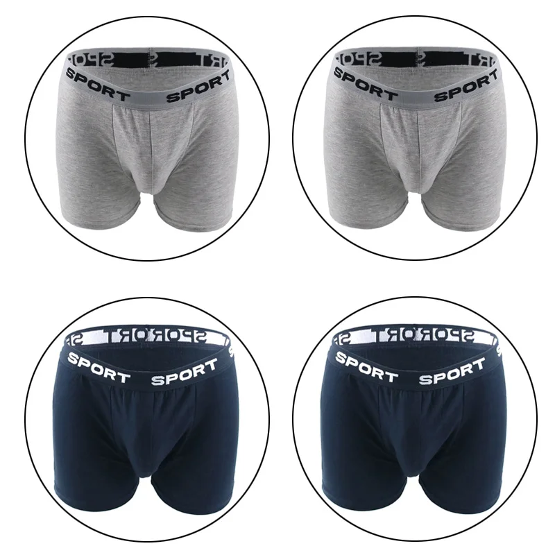 2Gray2Navy 4 шт./компл. шорты-боксеры Для мужчин, мужское нижнее белье, боксеры, хлопковые трусы, мужское нижнее белье эластичная одежда большого размера поясом Короткие - Цвет: 2Gray2Navy