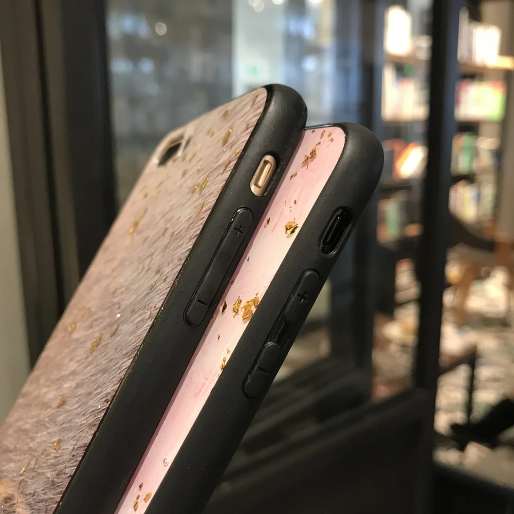 Fashion Gold Foil Glitter Phone Case For iPhone X XS Max XR 8 7 6 6s Plus Case Pink Grey Soft TPU Silicone Cover Coque Funda (5)