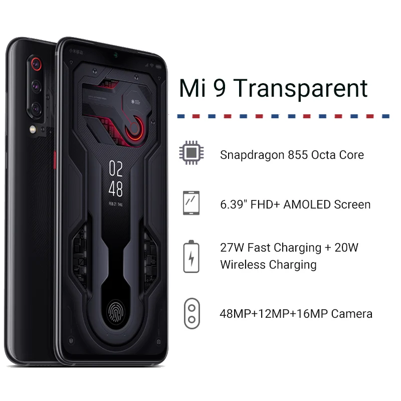 Глобальная ПЗУ Xiaomi mi 9 прозрачный 8GB 256GB Смартфон Snapdragon 855 6 39 &quotAMOLED 48MP + 12MP 16MP