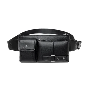 

Men'S Leather Waist Belt Multifunctional Mobile Bag Leisure Outdoor Bag Practical Cashier Bag Slant Brassiere Wallet Leather Pou
