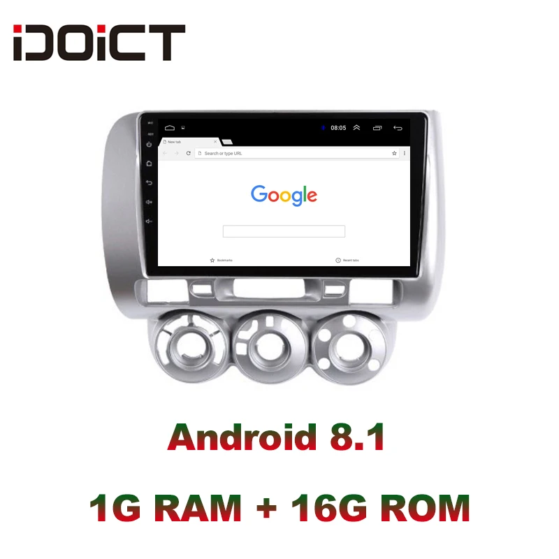  IDOICT Android 8.1 Car DVD Player GPS Navigation Multimedia For Honda Fit Jazz Radio LHD 2004 2005 