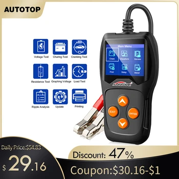 

KONNWEI KW600 Battery Tester 12V for Car 100-2000CCA Battery System Analyzer Quick Cranking Charging Circut Load Tester Tools