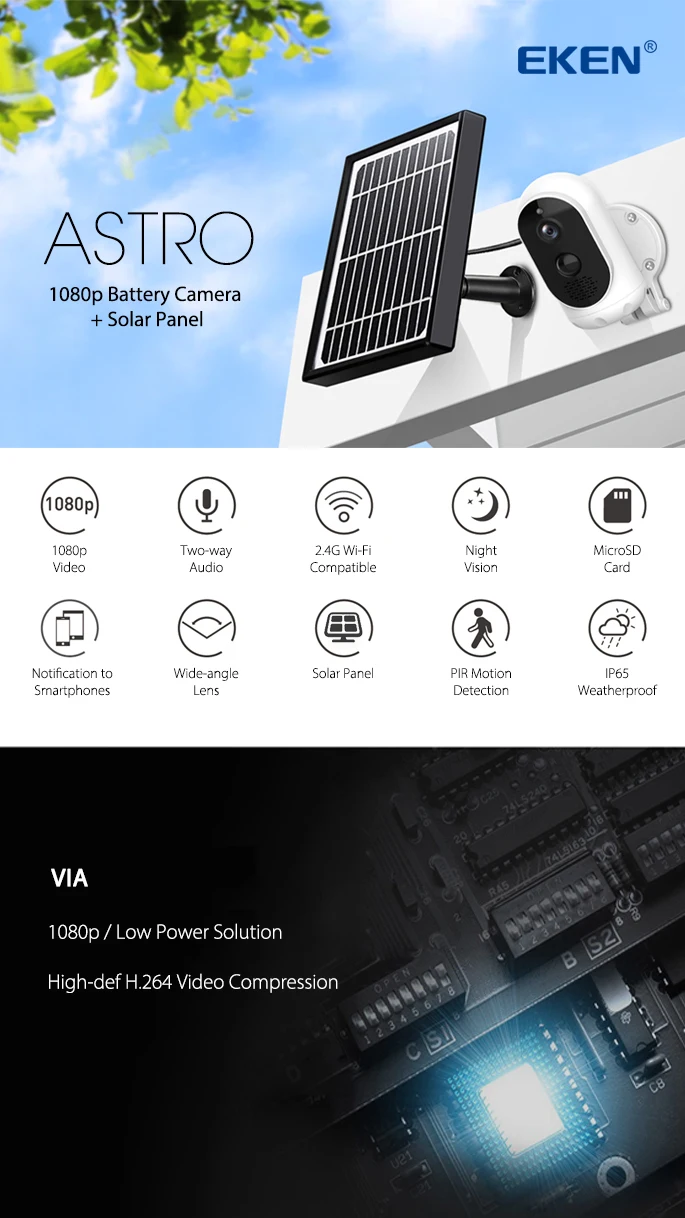 EKEN ASTRO SOLAR PANEL WIRELESS 1080P NIGHT VISION OUTDOOR SECURITY CAMERA 5 EKEN ASTRO SOLAR PANEL WIRELESS 1080P NIGHT VISION OUTDOOR SECURITY CAMERA 5