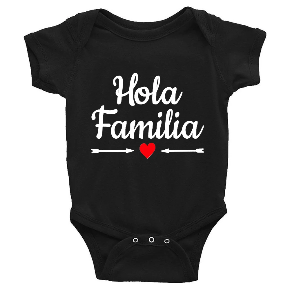 black baby bodysuits	 Hola Familia Spanish Funny Baby Newborn Rompers Boy Girl Casual Comfortable Bodysuits Outfits Infant Born Crawling Clothing Ropa cute baby bodysuits
